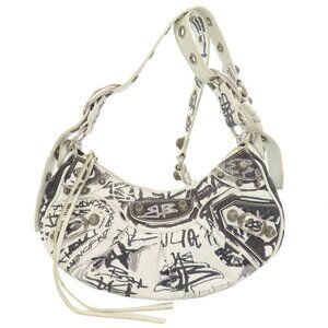 BALENCIAGA White Leather Shoulder Bag